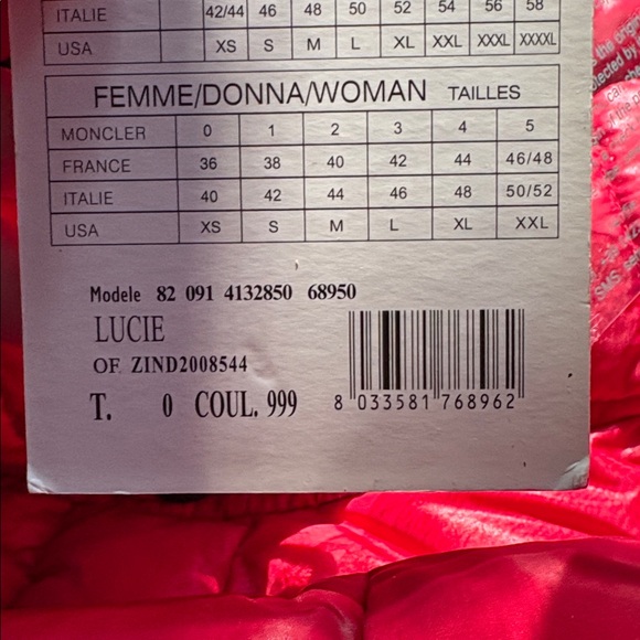 NWT Moncler Red Down Lucie Puffer Jacket - Picture 14 of 14